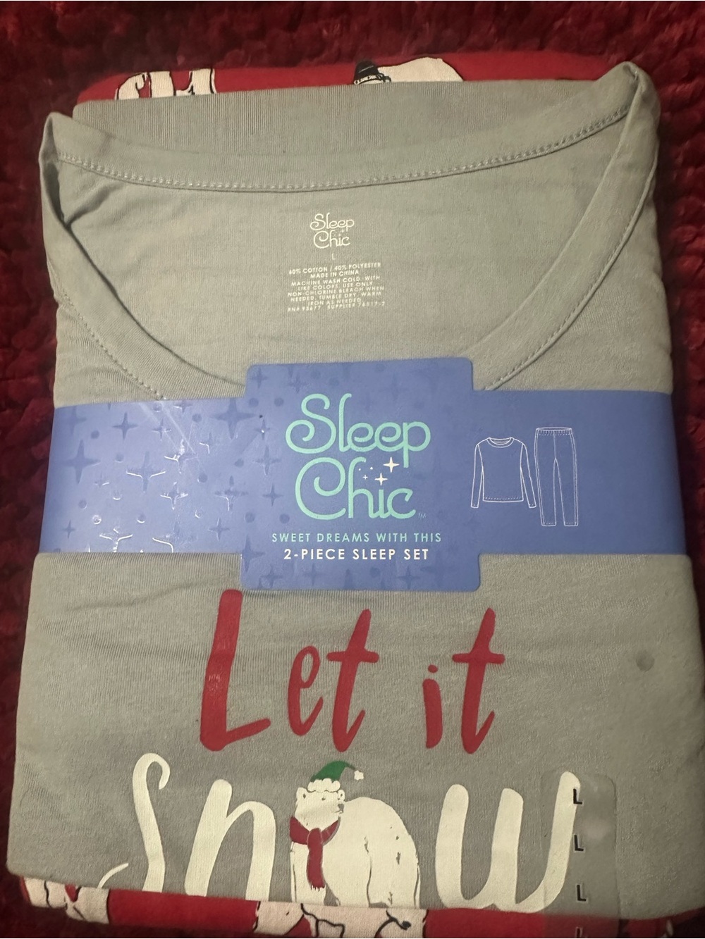 Sleep Chic Women’s Gray ‘Let It Snow’ 2-Piece Pajama Set